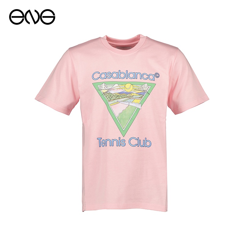 Casablanca summer new print men's pink short sleeve t-shirt