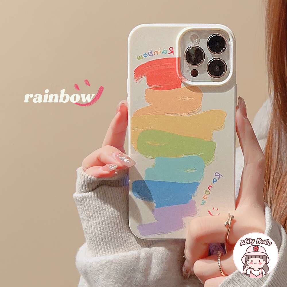 Ốp Điện Thoại TPU Mềm Bo Viền Chống Bụi Màu Cầu Vồng / Trắng Cho IPhone 14 Pro Max 13 12 11 Pro Max