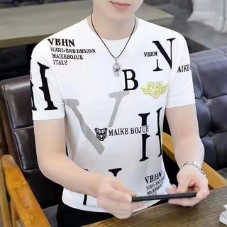 Áo Thun Tay Ngắn Cổ Tròn In Họa Tiết Thời Trang Mùa Hè Hàn Quốc 2023 Mới Cho Nam