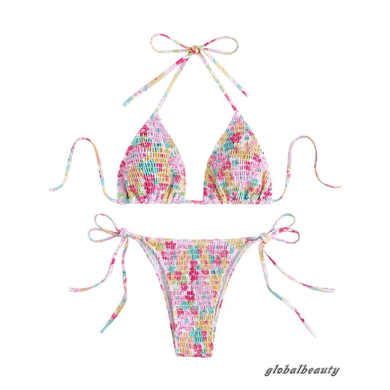 Bộ Đồ Bơi Không Tay Họa Tiết Hoa Xinh Xắn Cho Nữ