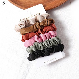 Set 4-6 Dây Cột Tóc Màu Trơn Đơn Giản Dành Cho Nữ