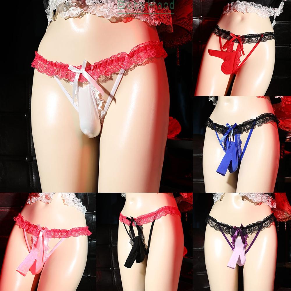 Men Sexy Sissy Gay Pouch Thongs G-String Lace Briefs Underwear UnderpantsPanties Underwear hot sale#BBHOOD