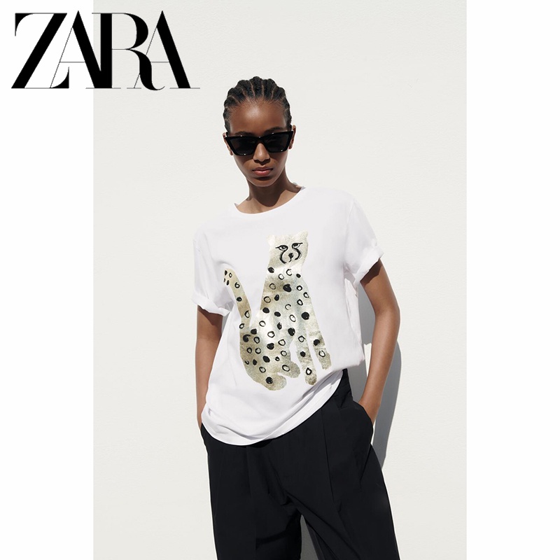 Zara Áo Thun In Họa Tiết Tương Phản Cá Tính Cho Nữ