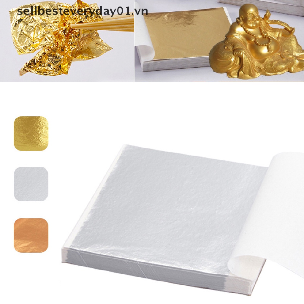 Bộ 100 Giấy Dán Thiết Kế Nghệ Thuật Màu Vàng / Bạc / Vàng Hồng Lấp Lánh Hình Lá Cây Cho Vàng Hồng /