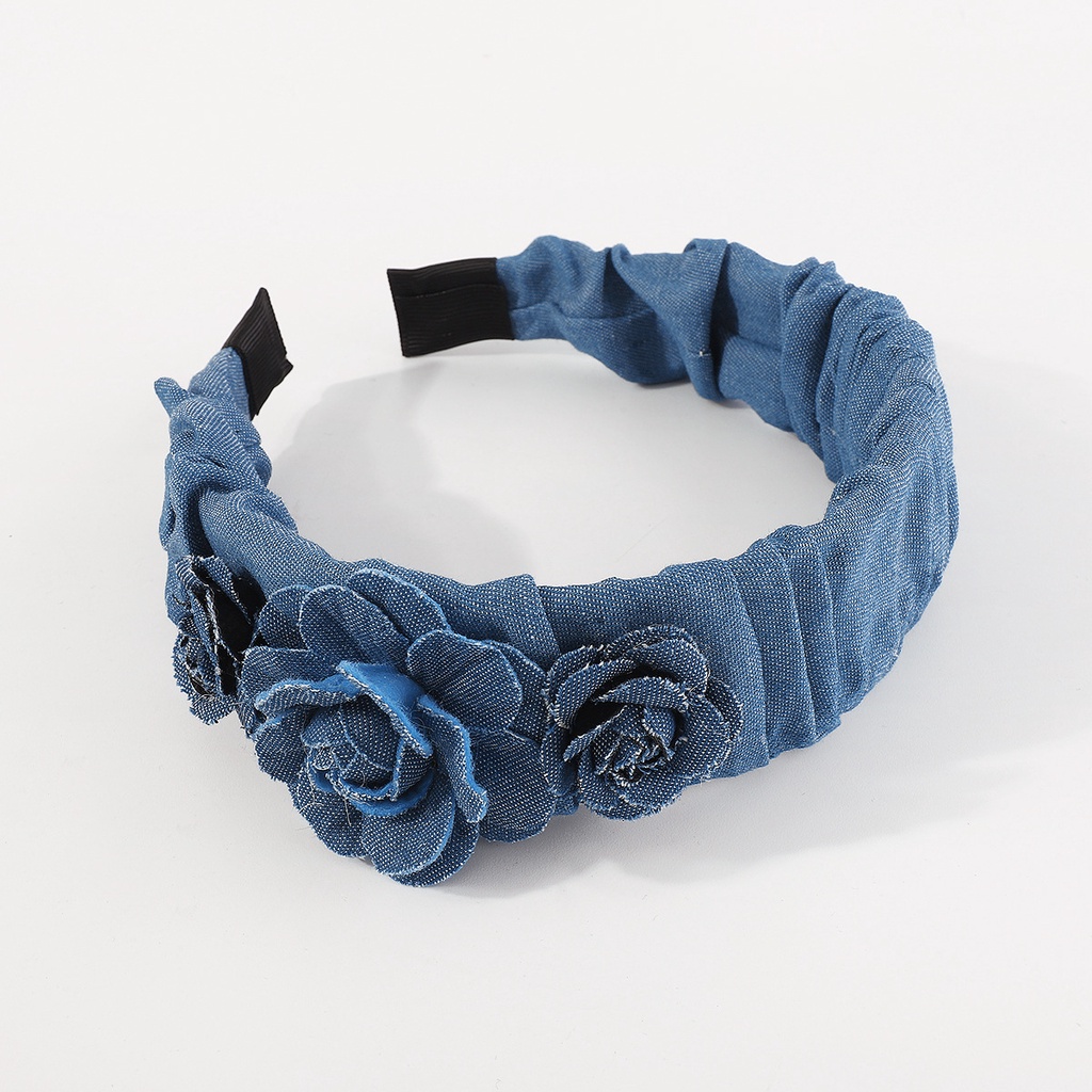 Hàng Mới Về Băng Đô denim Hoa Hồng Ba Chiều Sáng Tạo Cá Tính Thời Trang