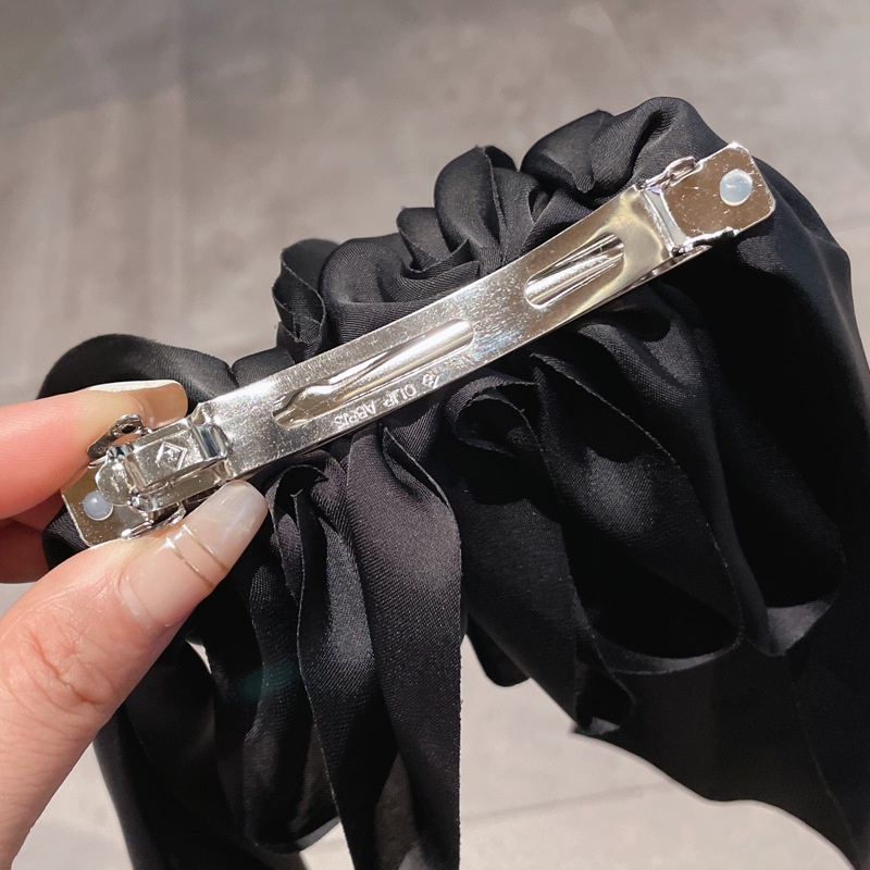 Kẹp Tóc Nơ Dài Cỡ Lớn Màu Đen Thời Trang Xuân Hè Cho Nữ