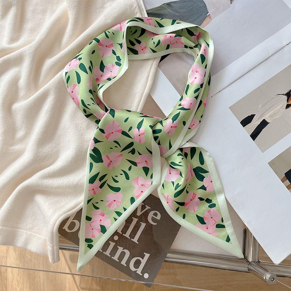 Khăn Choàng Cổ / Băng Đô Cài Tóc Dài In Họa Tiết Hoa Tulip Phong Cách Hàn Quốc Ngọt Ngào