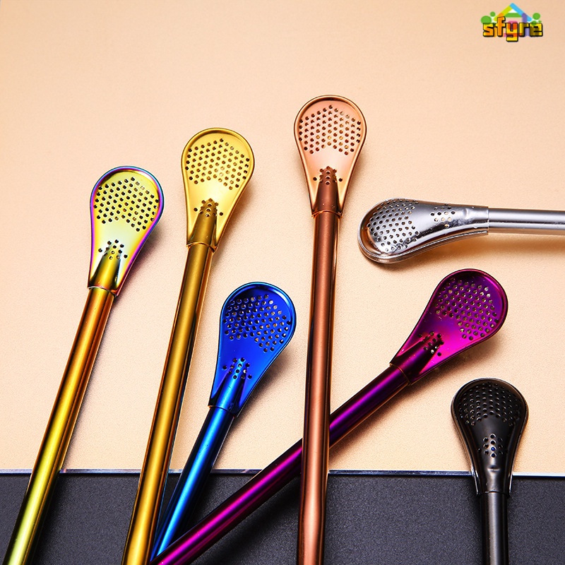 Bộ lọc Ống hút Scoop Thép không gỉ Ống hút Scoop Bộ lọc trà Mate Ống hút Công cụ uống có thể tái sử dụng Bộ lọc que Ống hút Scoop Bộ lọc trà Mate Ống hút bằng thép không gỉ