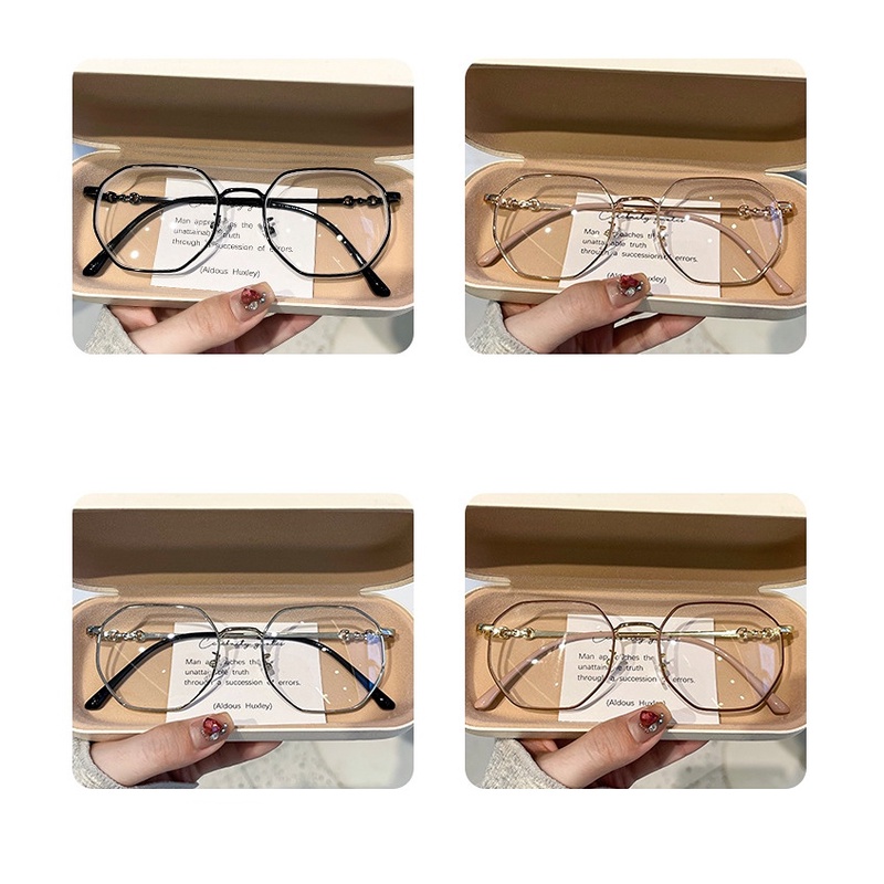 Kính Mát Gọng Kim Loại Hình oval Chống Tia Bức Xạ Thời Trang Cho Nữ