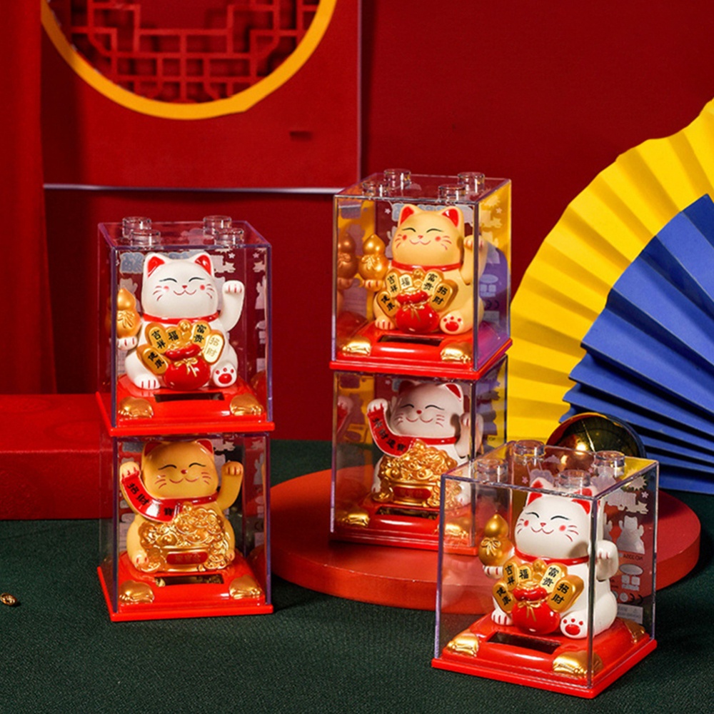 Mèo Thần Tài May Mắn Bằng Nhựa 3.15 Inches 8.3 * 8.1 * 8.1cm Trang Trí Cây Bonsai