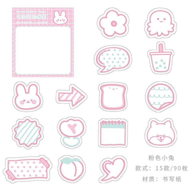 Set 90 Tấm Giấy Ghi Chú Họa Tiết Hoạt Hình Dễ Thương Trang Trí Văn Phòng / Học Sinh