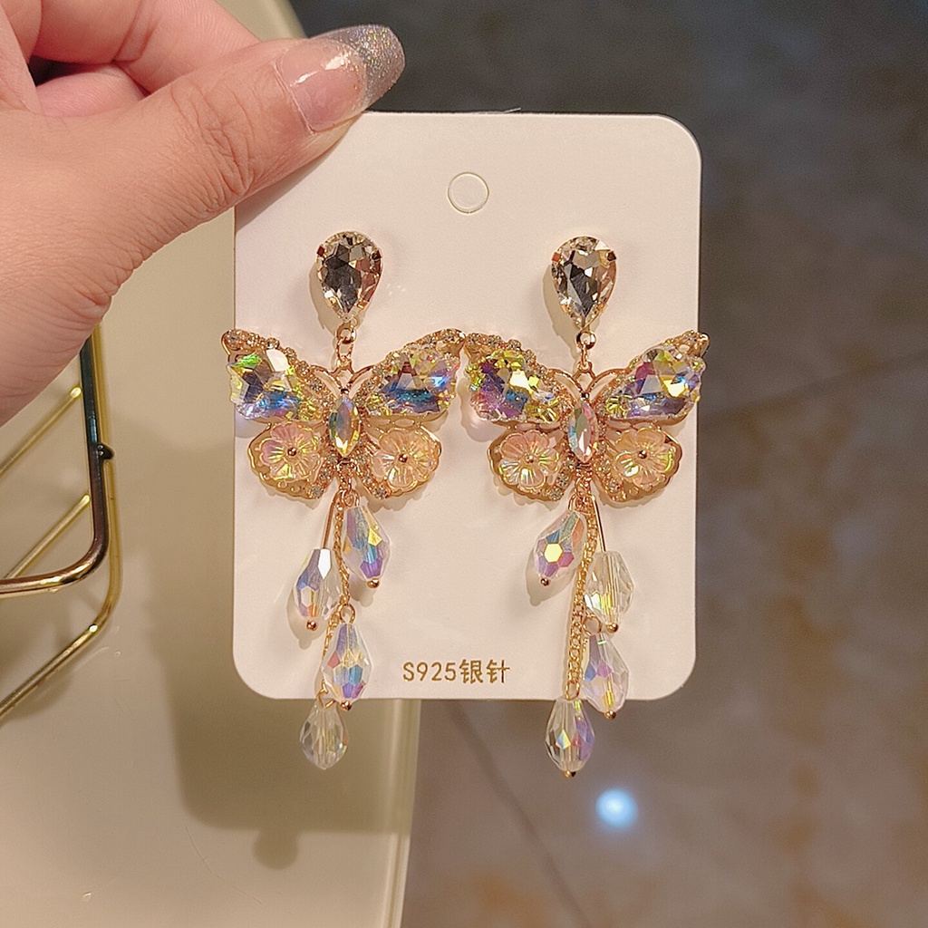 Hoa Tai Dáng Dài Mặt Hình Bướm Phong Cách Âu Mỹ Kiểu Mới