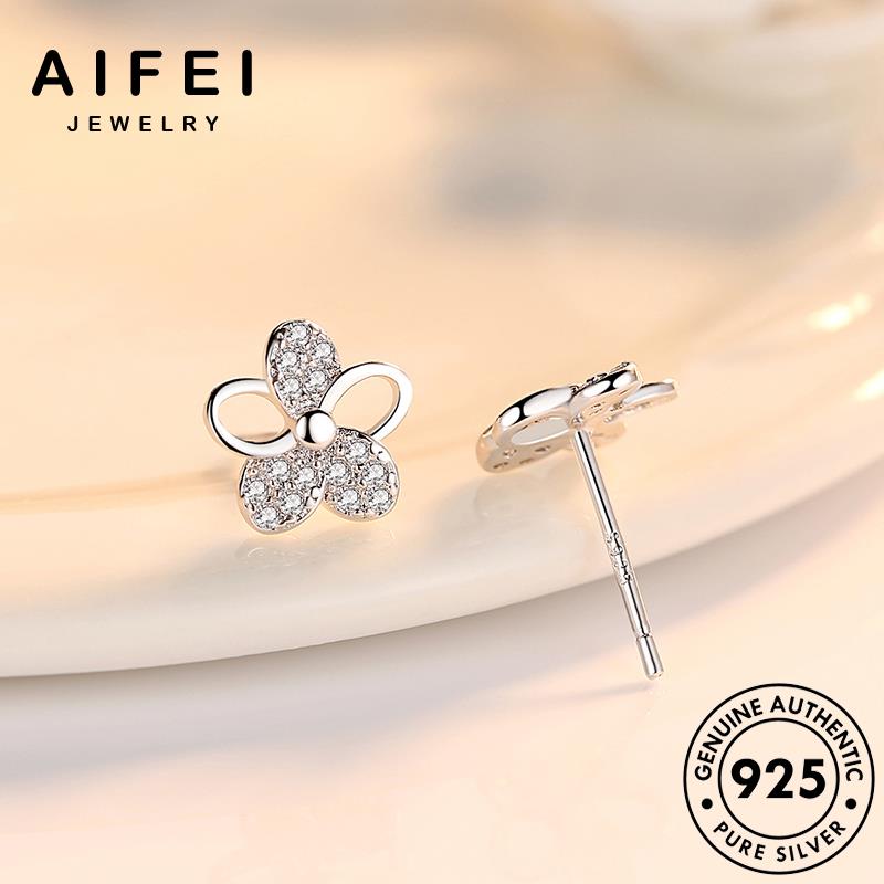 AIFEI JEWELRY Thời kim thời nữ bản trang phụ sức tua kiện bông cương moissanite thời hoa quốc hàn khuyên bạc thật vành 925 tròn nguyên xỏ tai trang E126