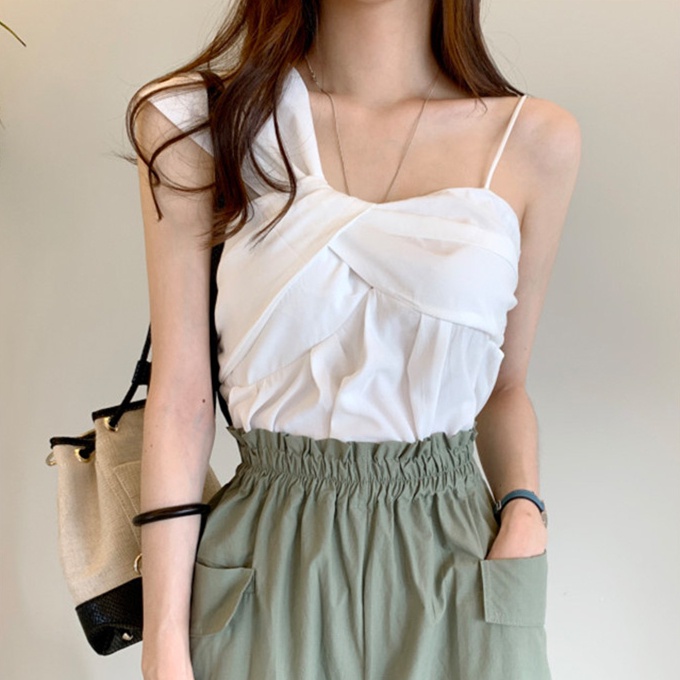 SUXI Áo Kiểu Hai Dây Dáng Ôm Hở Vai Phong Cách Hàn Quốc Dành Cho Bạn Nữ