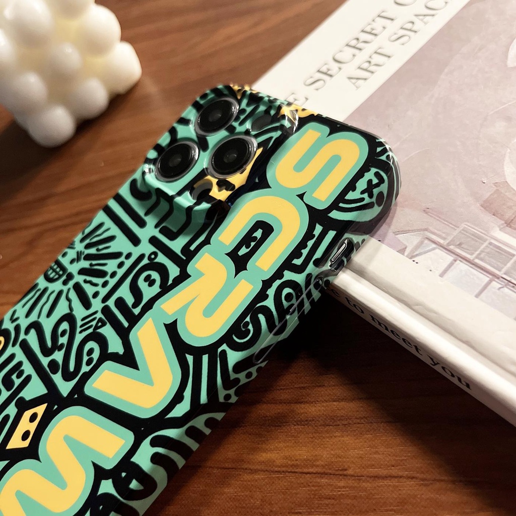 Ốp Điện Thoại PC Cứng Chống Sốc Họa Tiết Graffiti Cho iphone 14 13 12 11 Pro MAX XR X / XS MAX 7 / 8 Plus