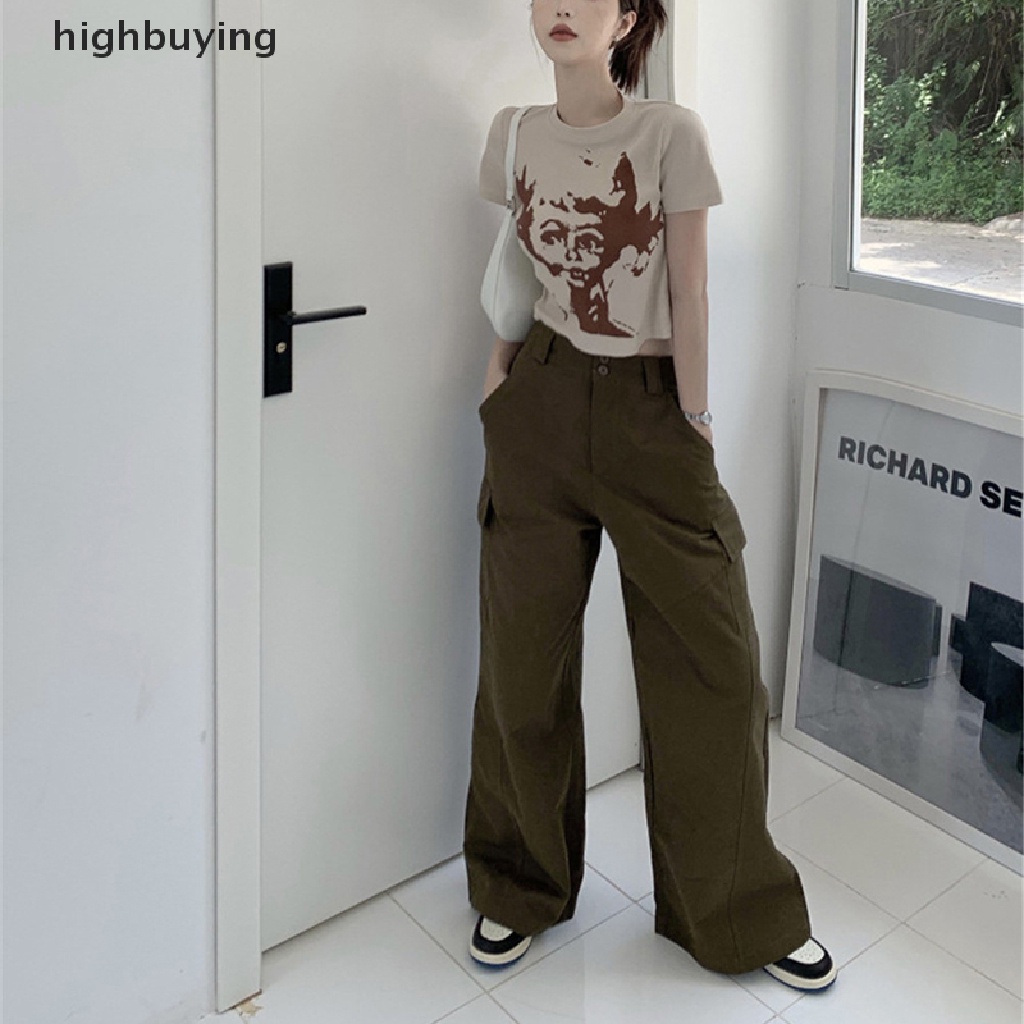 Áo Thun Lửng Ngắn Tay Cổ Tròn In Họa Tiết Phong Cách Retro Mỹ