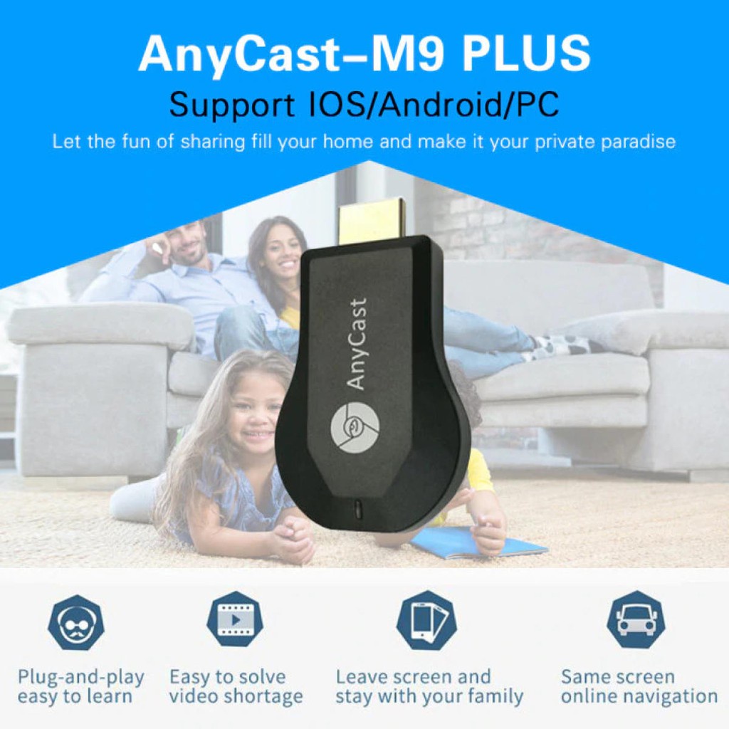 Thiết Bị Kết Nối Màn Hình Không Dây Anycast M9 Plus 2.4G 1080P Miracast DLNA AirPlay HDMI TV Stick