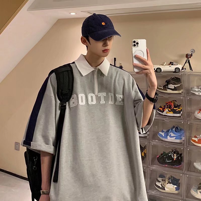 Áo Thun Polo Tay Ngắn In Chữ Phong Cách Hàn Quốc Thời Trang Cho Nam Size M-2XL