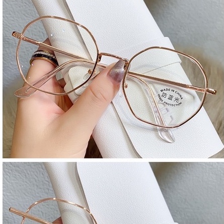 Mắt Kính Gọng Tròn Bằng Kim Loại Chống Tia Bức Xạ Thời Trang Cho Nữ