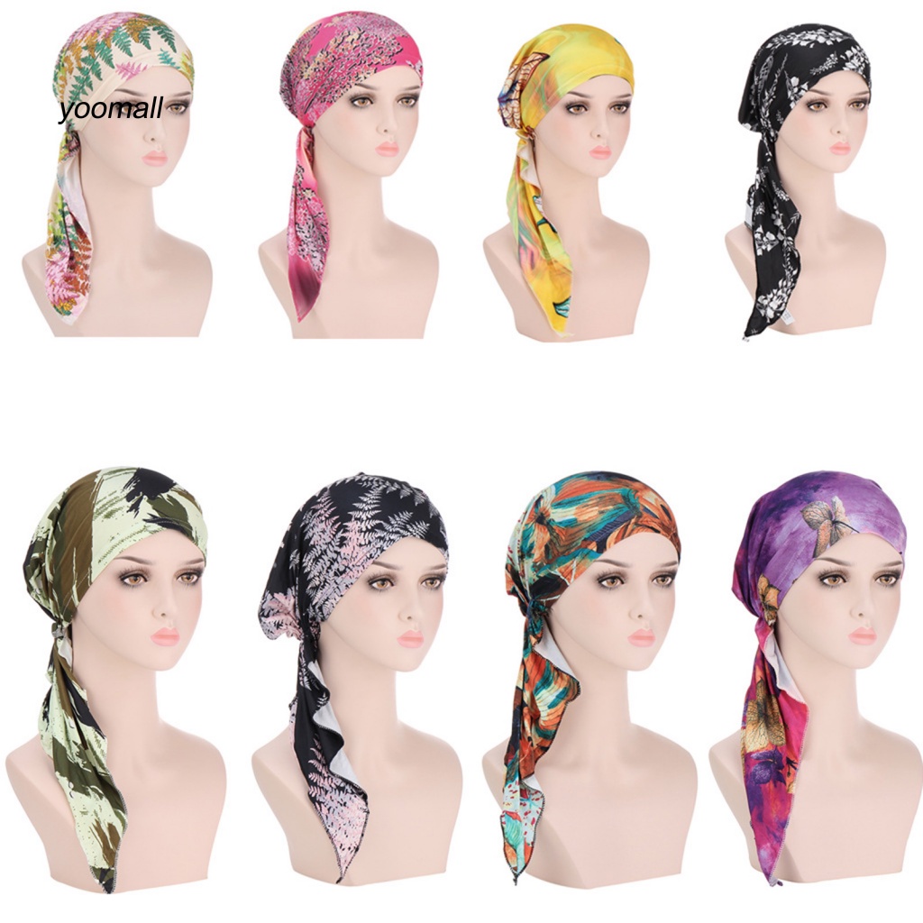 Mũ Trùm Đầu Co Giãn Phối Tua Rua In Họa Tiết Hoa Thời Trang Cho Nữ