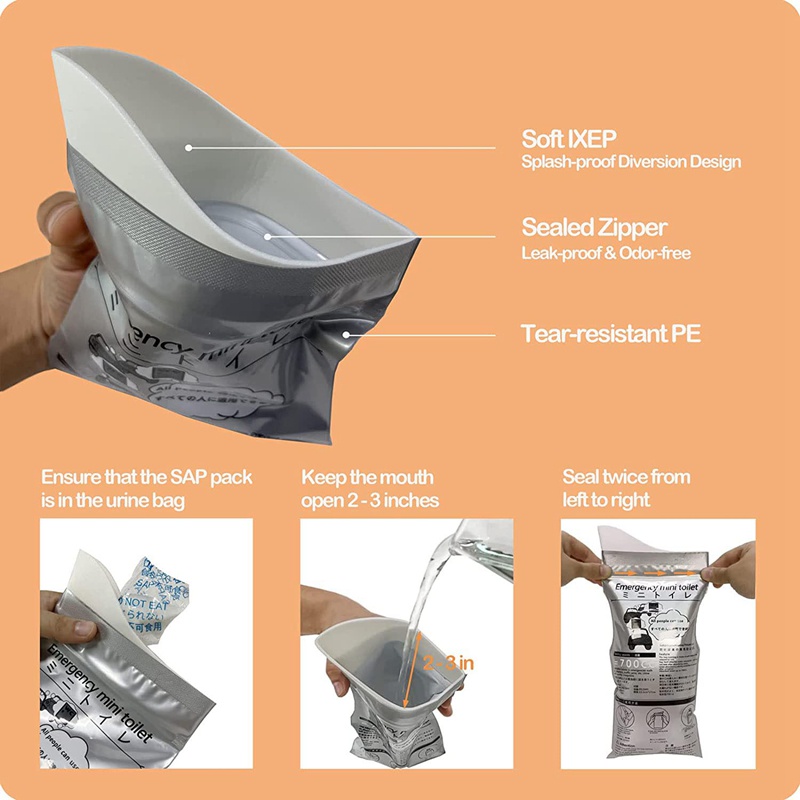 Bộ 20 Túi Đi Vệ Sinh Khẩn Cấp 700ML Dùng Một Lần Tiện Dụng Khi Đi Cắm Trại