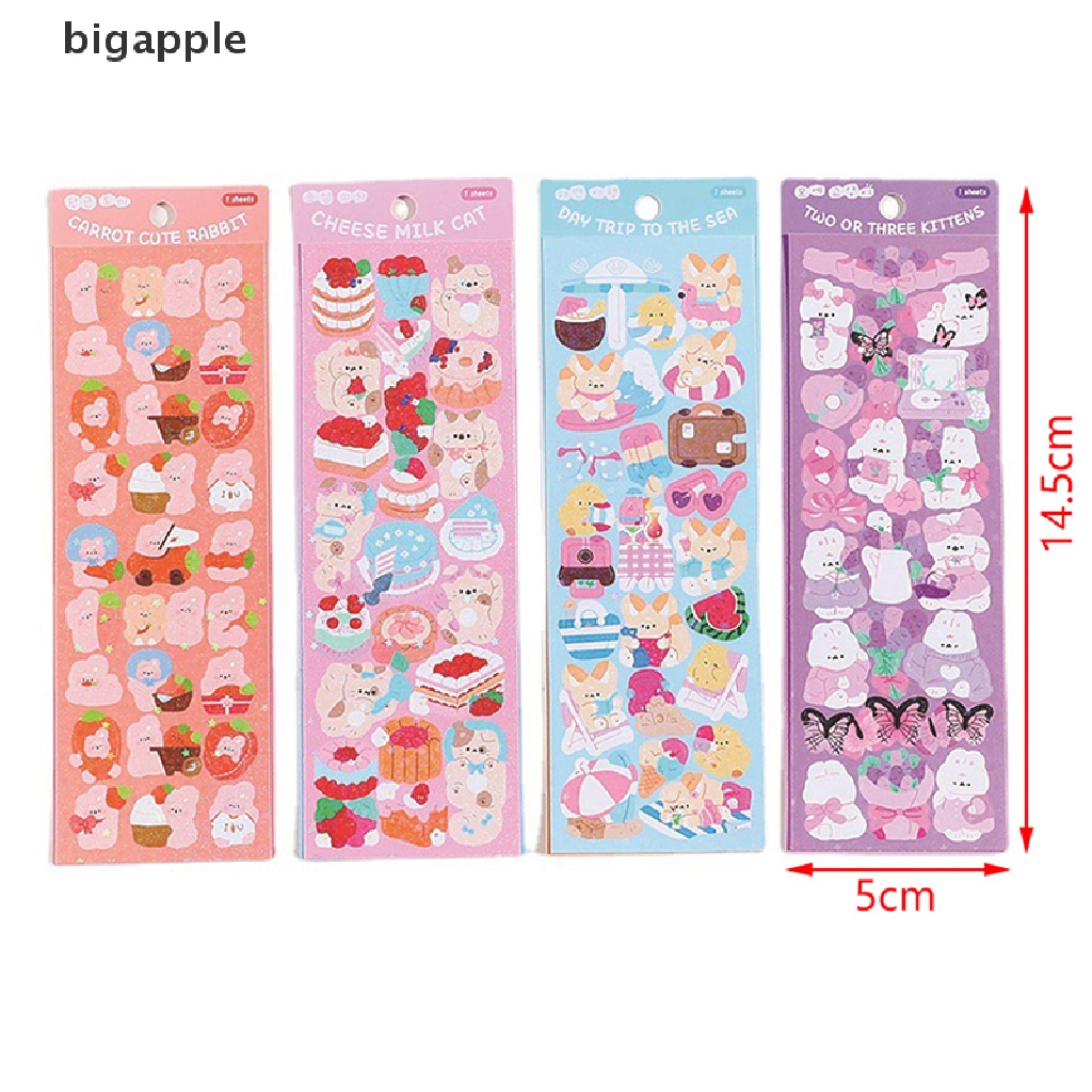 1 Tấm Hình Dán Mèo Lấp Lánh Dùng Trang Trí Thiệp / Sổ Tay DIY