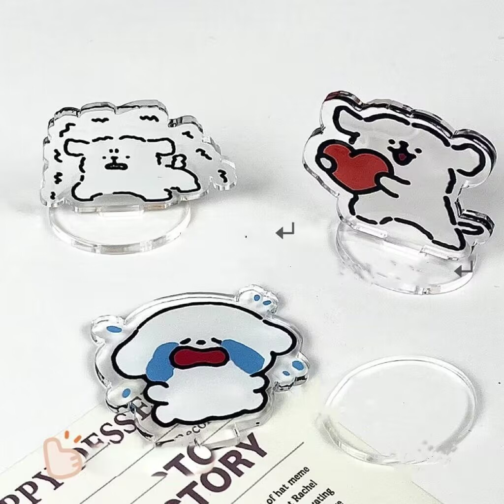 Bộ 4 Giá Đỡ Bằng Acrylic Hình Chú Chó Hoạt Hình Dễ Thương Độc Đáo Trang Trí Bàn Làm Việc