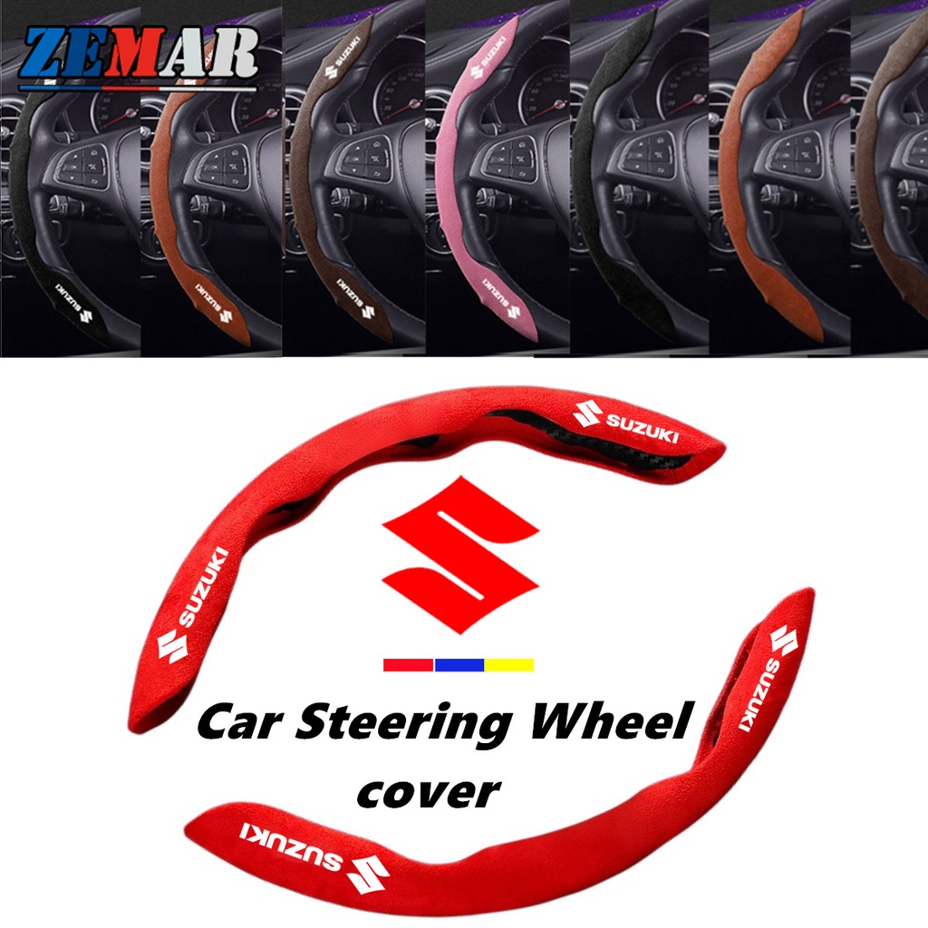 Vỏ Bọc Vô Lăng Xe Hơi Suzuki ERTIGA Splash Swift XL7 SX4 Jimny Vitara Katana Bằng Da Lộn Chống Trượt Thấm Hút Mồ Hôi