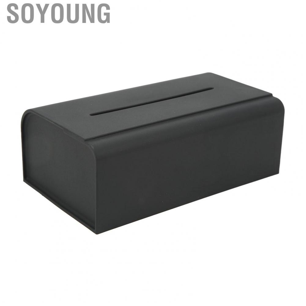 Soyoung Car Tissue Box  Abrasion Resistant Elastic Band Silicon Center Console Easy To Clean for Model 3