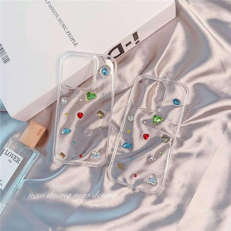 Ốp Điện Thoại Silicon Mềm Trong Suốt Đính Kim Cương Sang Trọng Cho iPhone 14 13 12 11 Pro MAX + X XS MAX XR 7 8 + SE 2022 2020