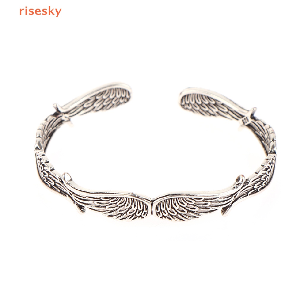 Vòng Tay Hở Hình Đôi Cánh Thiên Thần Bằng Kim Loại Phong Cách Retro Sáng Tạo Dành Cho Nam Nữ