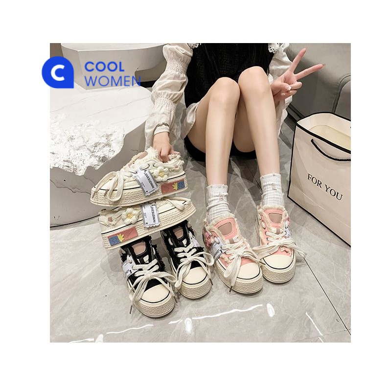 Giày Vải Canvas Đế Dày Tăng Chiều Cao Thoáng Khí Phong Cách Mới 2023 Cho Nữ