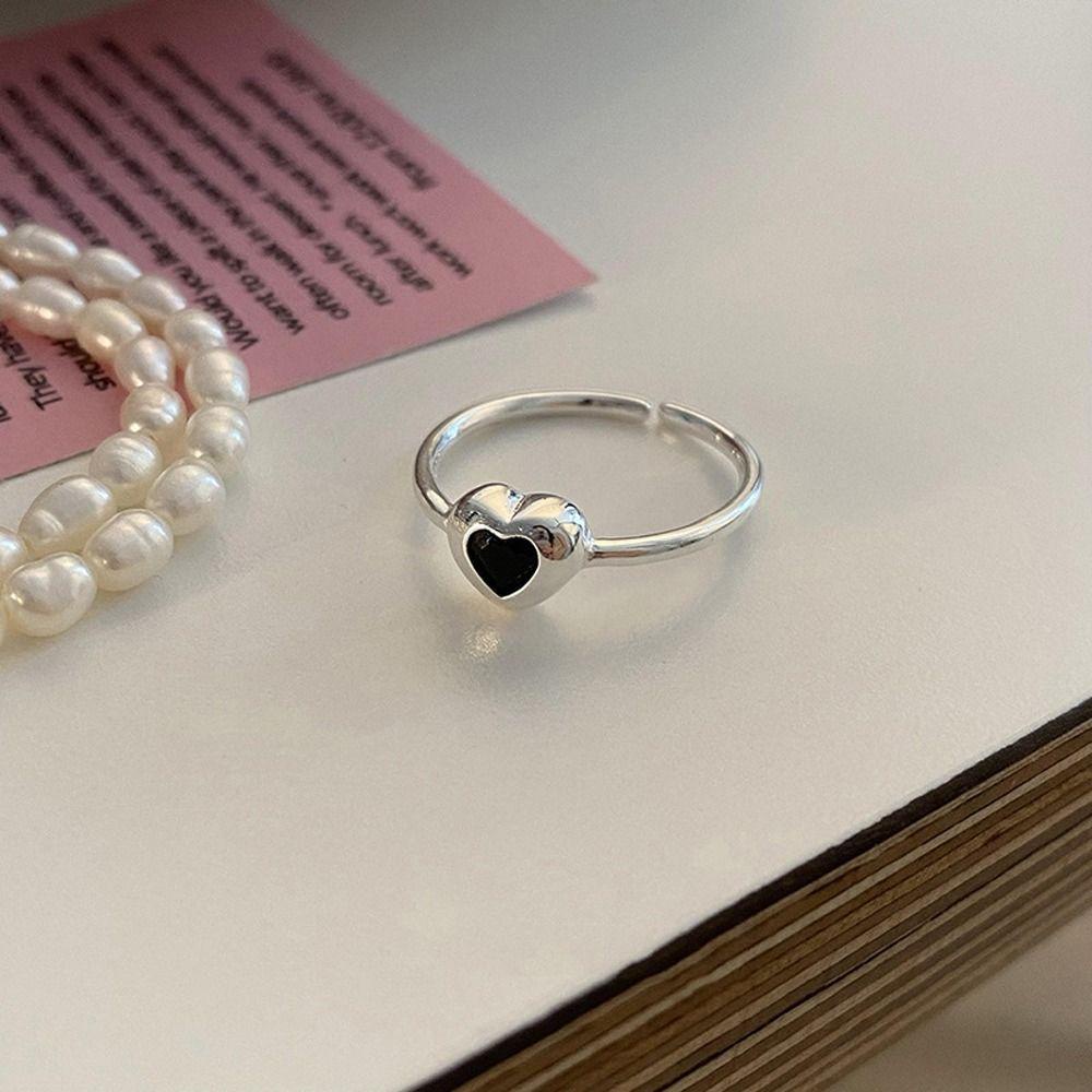 Nhẫn Hở Hình Vuông / Trái Tim Tinh Tế WMES15H Phong Cách Hàn Quốc Cho Nữ