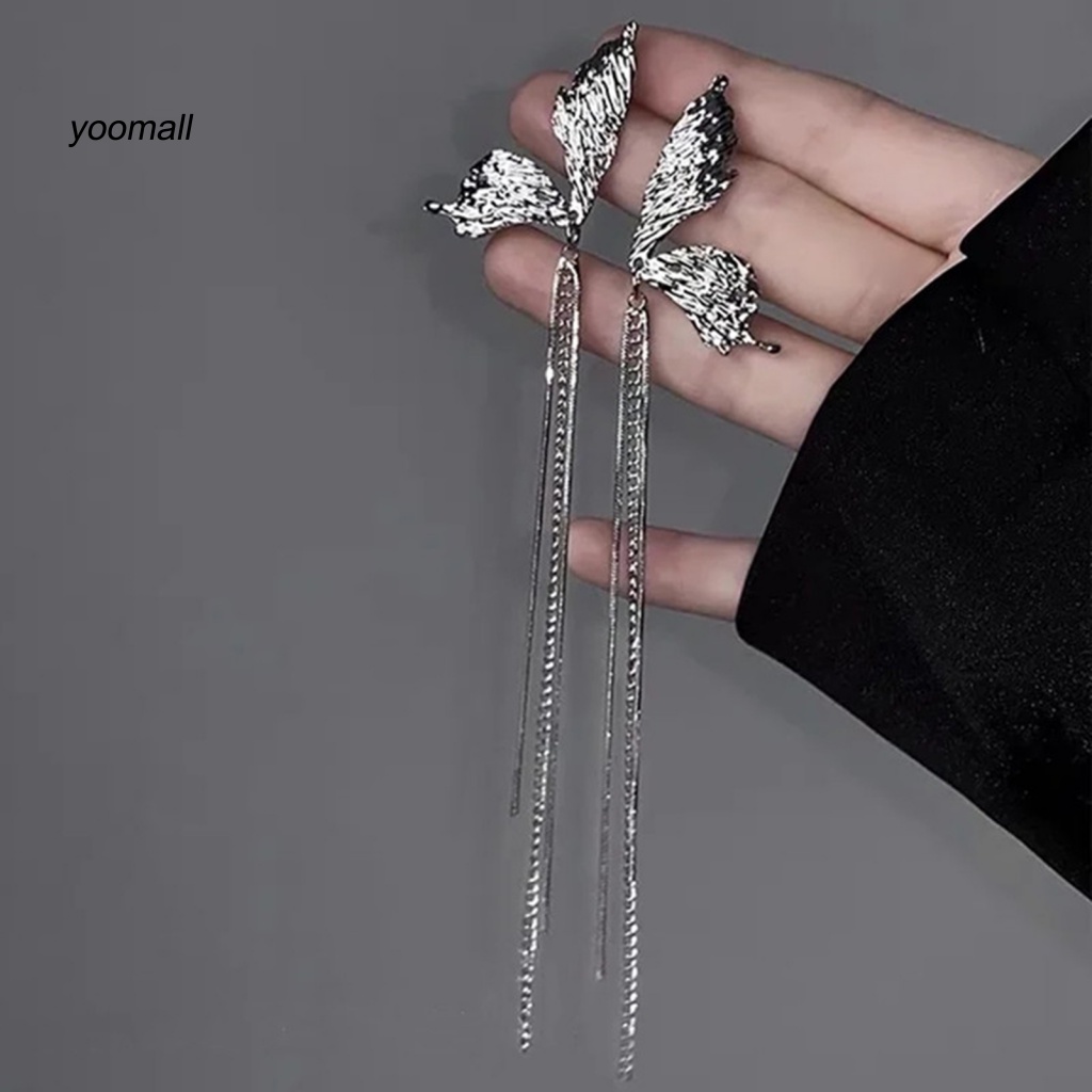 1 Đôi Bông Tai Dáng Dài Hình Bướm Đính Đá Thời Trang Công Sở