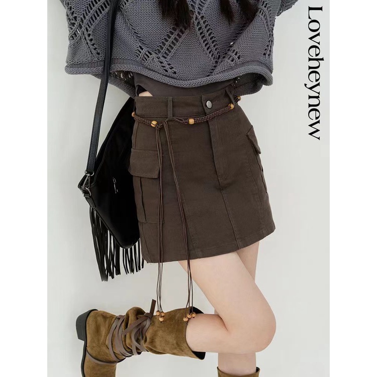 Jiashucheng Váy Yếm Denim Ngắn Dáng Chữ a Eo Cao Ôm Hông Thời Trang Xuân Hè Cho Nữ