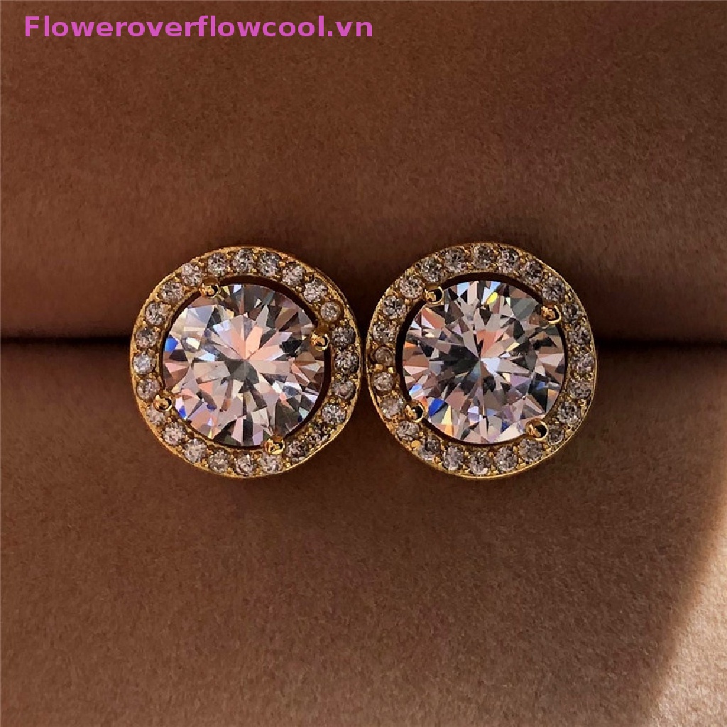 Bông Tai Tròn Đính Đá Thời Trang Cho Nữ