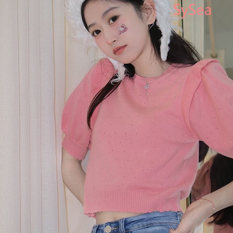 Áo Dệt Kim Tay Phồng Thời Trang Hàn Quốc Dành Cho Nữ