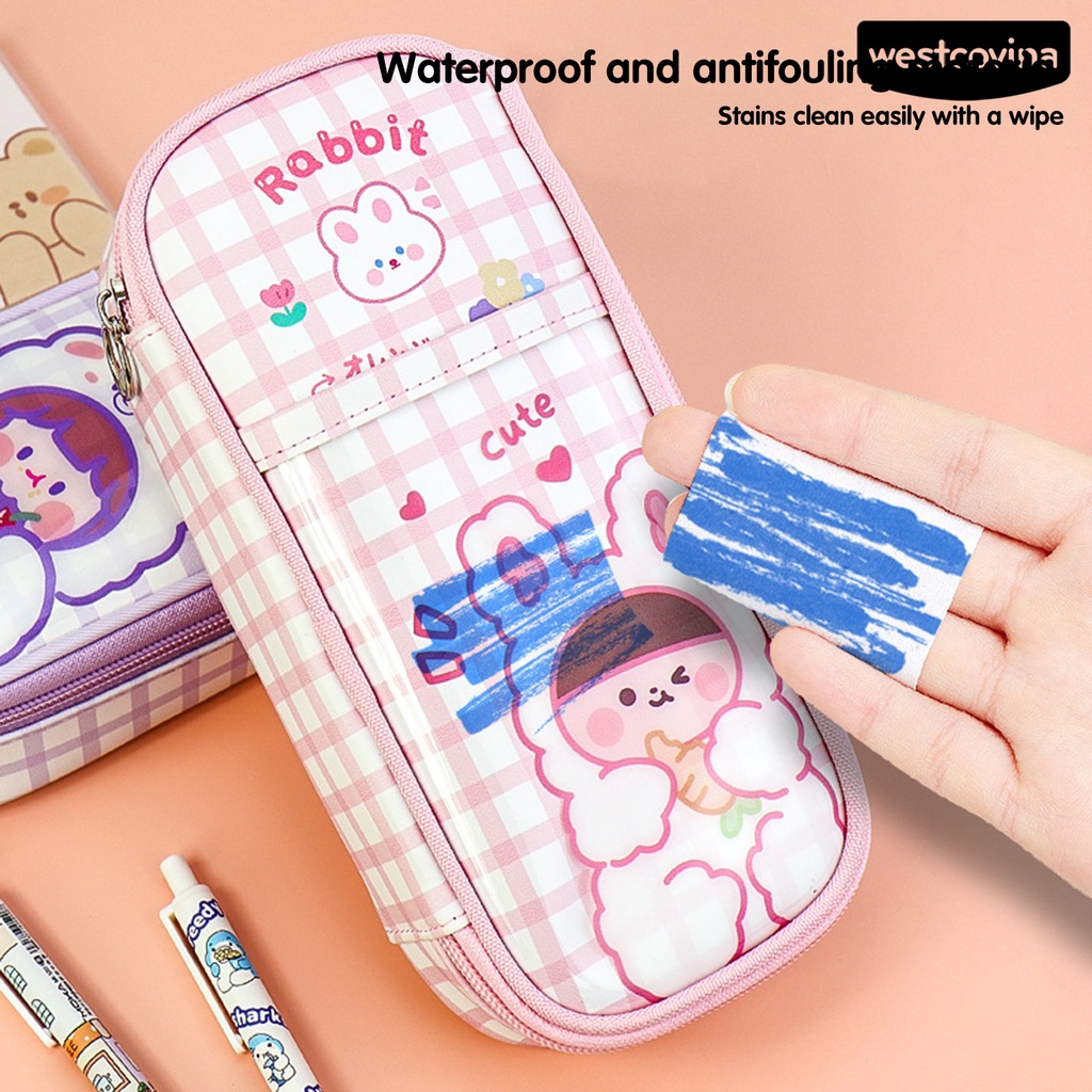 [COD]♪Túi Đựng Bút Nhiều Ngăn Sức Chứa Lớn Họa Tiết Hoạt Hình Xinh Xắn