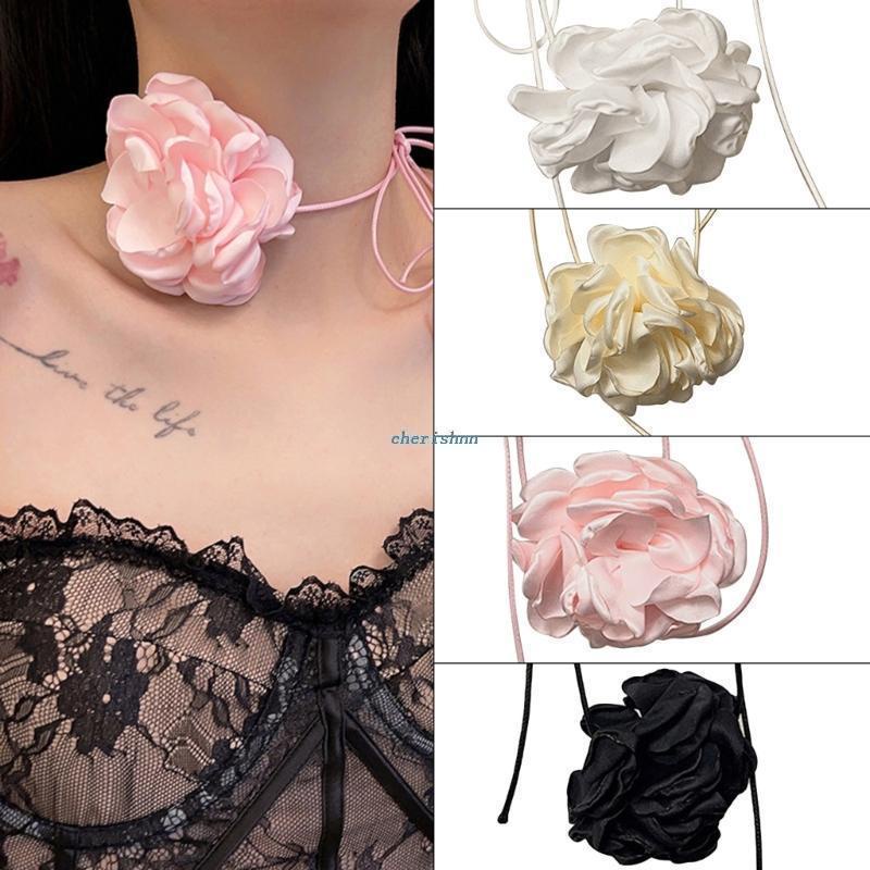 Vòng Cổ Choker Bằng Vải Mềm Mại Họa Tiết Hoa Thời Trang Cho Nữ