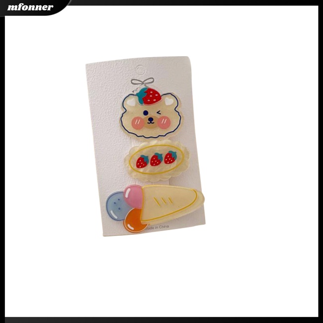 Set 3 Kẹp Tóc Nhựa Hoạt Hình Xinh Xắn Cho Bé Gái