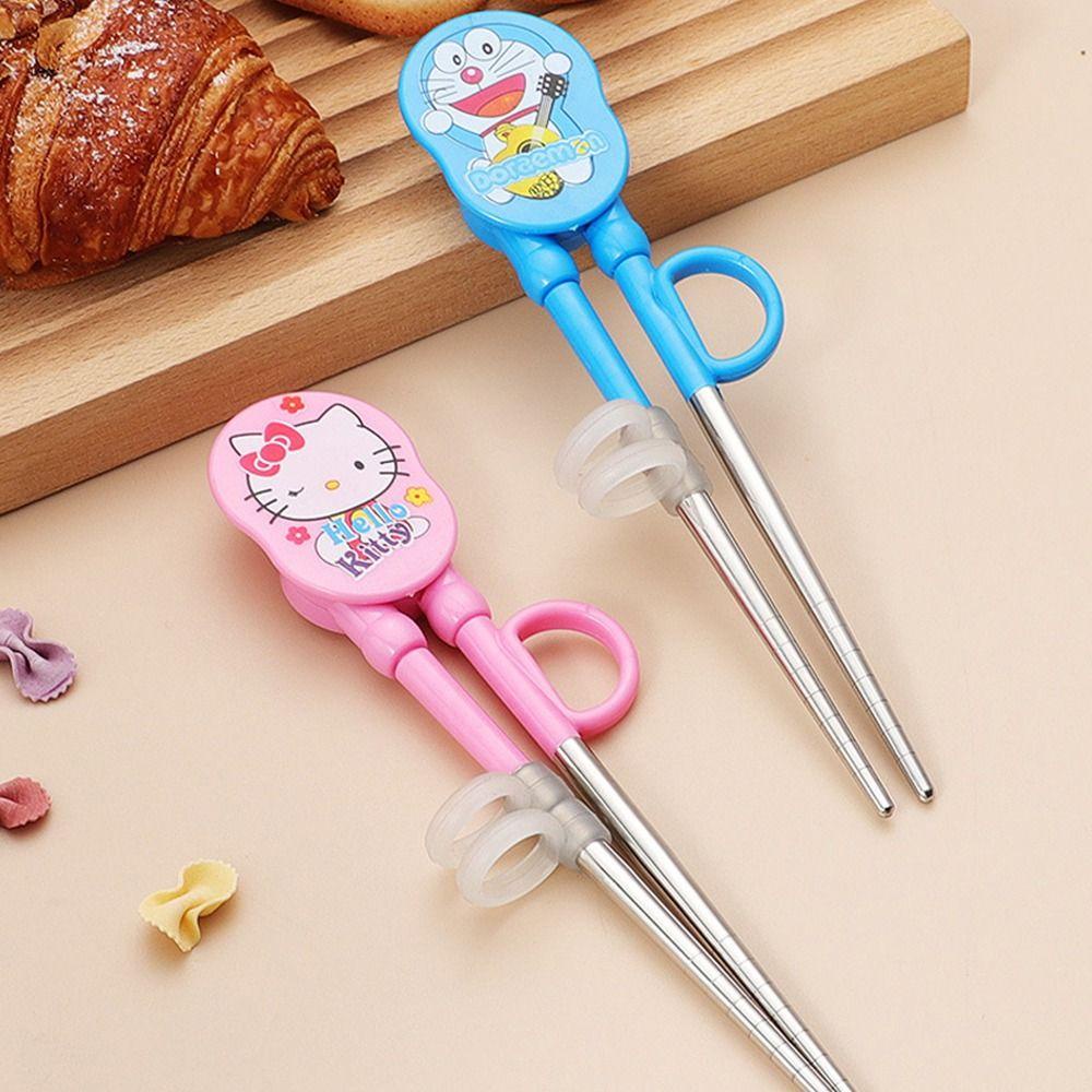 Mmluck Đũa Tập Ăn Bằng Thép Không Gỉ Hình Mèo Hello Kitty Dễ Thương An Toàn Chống Trượt Cho Bé