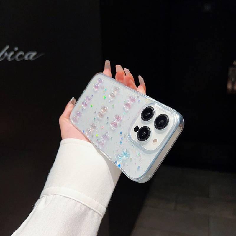Ốp Điện Thoại Mềm Trong Suốt Lấp Lánh 3D Sang Trọng Cho iPhone 14 13 12 11 Pro MAX + X XS MAX XR 7 8 + SE 2022 2020 14 + 13Mini 12Mini