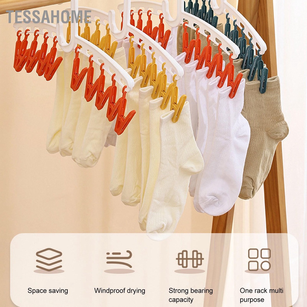 Kẹp Sock Nhựa Giá Phơi Thanh Thẳng Cho Quần Áo Đồ Du Lịch Di Động TessaHome