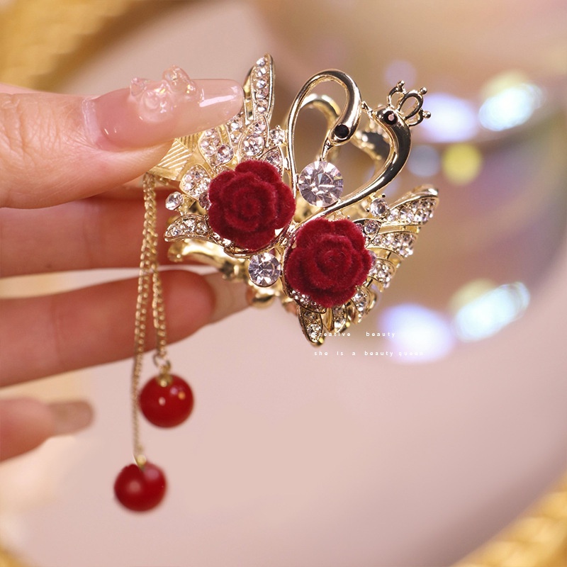 Kẹp Tóc Thiên Nga Đính Đá Sang Trọng Cho Nữ