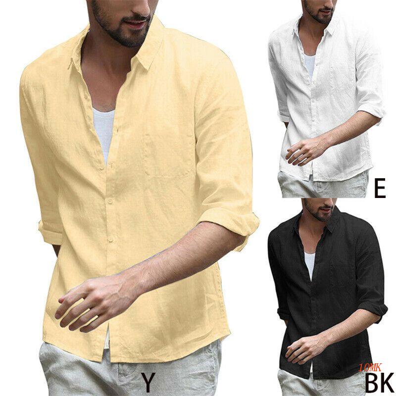 Áo Sơ Mi Tay Lỡ 3 / 4 Màu Sắc Thanh Lịch Cho Nam