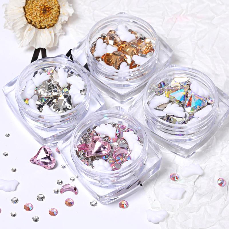 UR SUGAR Phụ Kiện Trang Trí Móng Tay 3D Hình Đôi Cánh / Trái Tim / Ngôi Sao Đáy Phẳng Bằng Acrylic