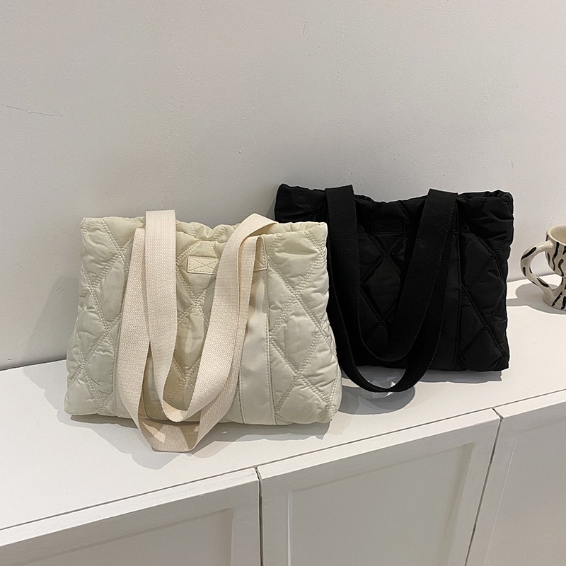 Túi Xách JASMIN NOIR Tote Đeo Vai Bằng Nylon Nhẹ Kẻ Sọc Cỡ Lớn Cho Nữ