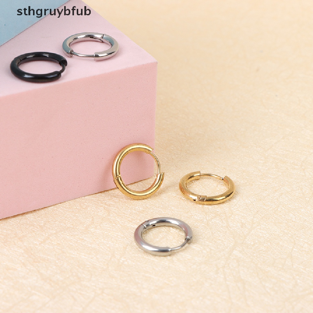 Set 5 Khuyên Tai Tròn Bằng Thép Không Gỉ Cá Tính Cho Nữ