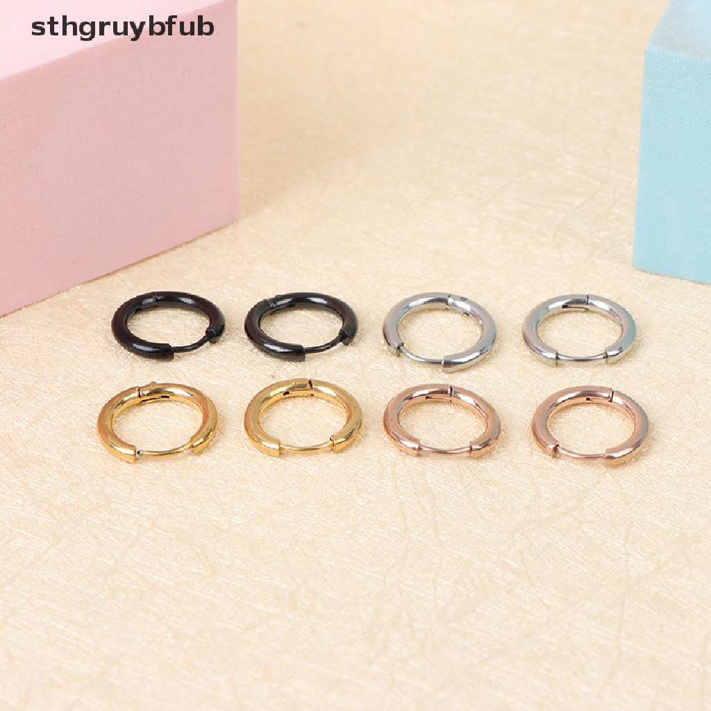 Set 5 Khuyên Tai Tròn Bằng Thép Không Gỉ Cá Tính Cho Nữ