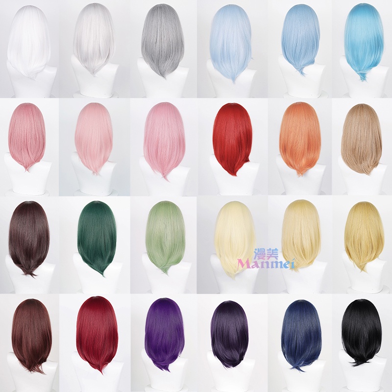 Girls Long Bangs Cosplay Wig 40cm Long Universal Straight Multicolor Wigs Modeling Practice Hand Hair Heat Resistant Synthetic Wigs